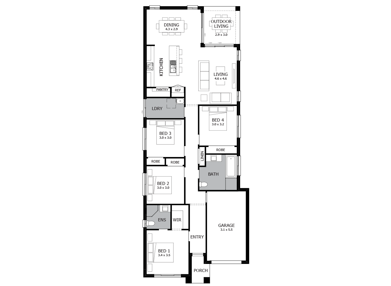Vogue 18-Single Storey house design-4 Bedroom-RHS Vogue 18-Single Storey house design-4 Bedroom-RHS